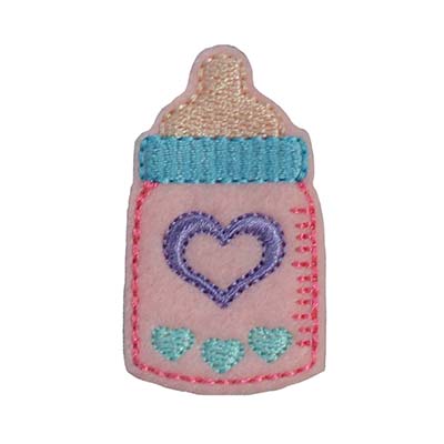 Baby Bottle with Heart Embroidery File
