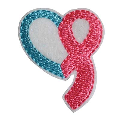 Heart with Awareness Ribbon 2 Color Embroidery File
