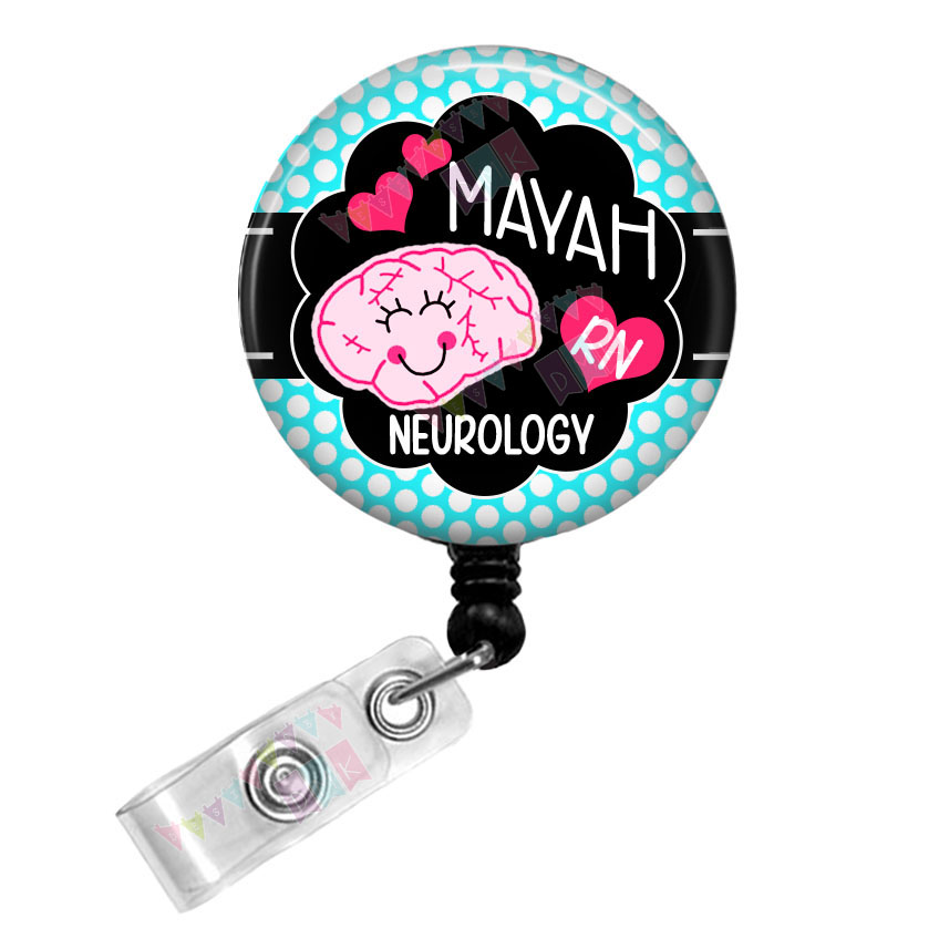 Bryelle the Brain - Button Badge Reel - Retractable ID Holder